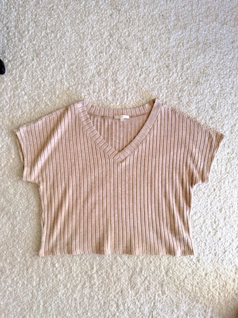 Z Supply Ribbed Lounge Set V-Neck Top & Pants Z Taupe Pink Size M